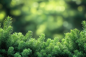 Wall Mural - Serene Natural Background with Blurred Bokeh Effect of Green Foliage, Shrubs, and Trees