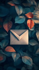 Poster - Envelope on colorful leaves in soft light