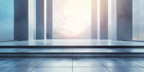 minimalist urban platform for car display and product ads. spacious, clean background ideal for show