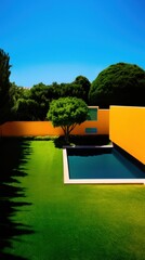 Canvas Print - High contrast Backyard backyard architecture outdoors.