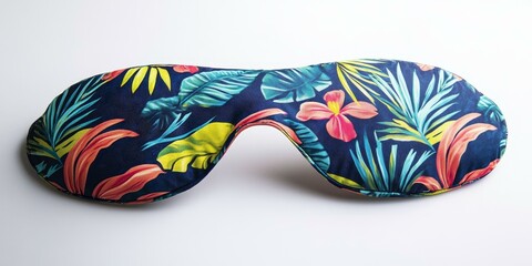 Poster - Tropical patterned sleep mask on white background.