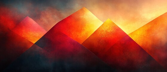 Wall Mural - Abstract Mountain Range with Red, Orange, and Yellow Hues