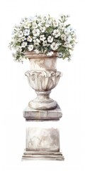 Canvas Print - Elegant floral urn illustration