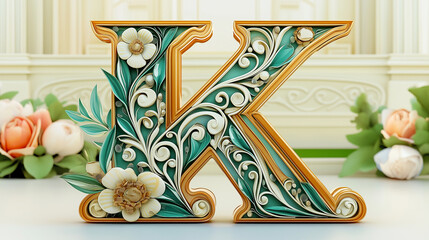 Beautiful floral English letter, beautiful patterns, beautiful designs, beautiful artwork.