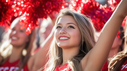 Canvas Print - Cheerleader performing at an event, showcasing enthusiasm and team spirit.