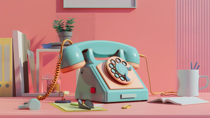 Wall Mural - Telephone office equipment 3D