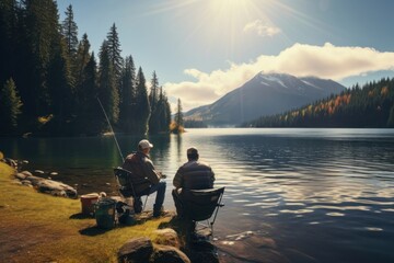 Poster - Lake landscape outdoors tourism.