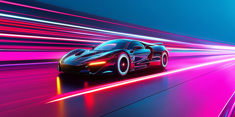 Wall Mural - Colorful Light Trails of Traffic Moving Through City Streets at Night, Long Exposure Photography Creating Vibrant and Dynamic Motion Effects, Abstract Light Art