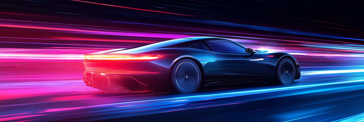 Wall Mural - Colorful Light Trails of Traffic Moving Through City Streets at Night, Long Exposure Photography Creating Vibrant and Dynamic Motion Effects, Abstract Light Art