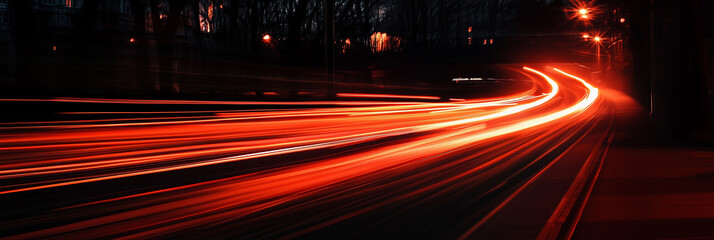 Wall Mural - Colorful Light Trails of Traffic Moving Through City Streets at Night, Long Exposure Photography Creating Vibrant and Dynamic Motion Effects, Abstract Light Art