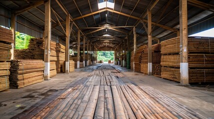 Sustainable bamboo processing facility producing biodegradable products