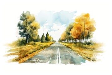 Canvas Print - Tree road landscape outdoors.