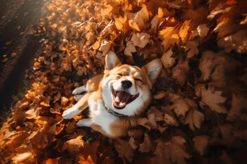 Canvas Print - Dog animal mammal autumn.