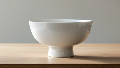 Wall Mural - elegantly simple white bowl showcasing superior craftsmanship on a table, illuminated by gentle lighting to highlight its exquisite details