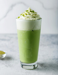 matcha green tea latte with cream