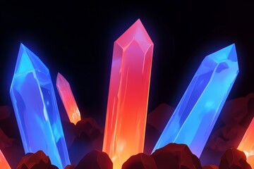 Crystals and gemstones sparkling in a fantasy landscape