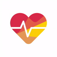 Red line heart symbol with pulse beat for medical health care icon