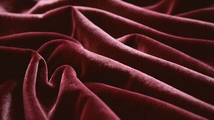 Luxurious Deep Red Velvet Fabric Close-Up Texture