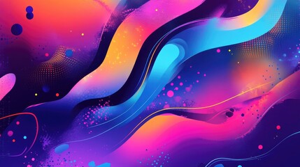 Poster - A vibrant, abstract background with splashes of neon colors and irregular shapes, adding a modern and lively touch to the design.