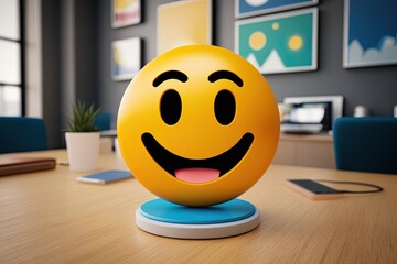 Wall Mural - Vibrant Cheerful Emoji 3D Design Playful Happy Face Concept