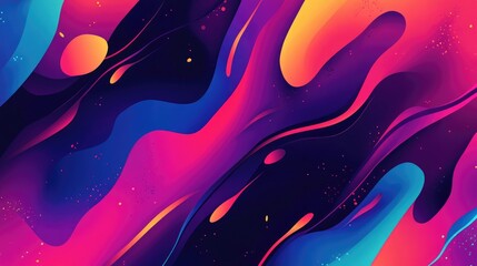 Poster - A vibrant, abstract background with splashes of neon colors and irregular shapes, adding a modern and lively touch to the design.