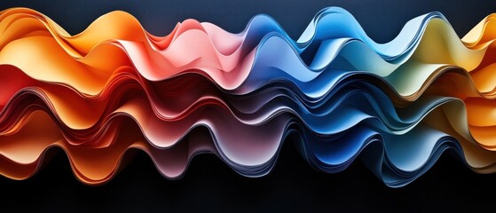 Poster - Abstract Wavy Paper Art in Vibrant Colors