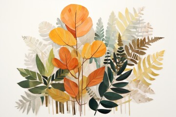 Wall Mural - Plant painting pattern leaf.