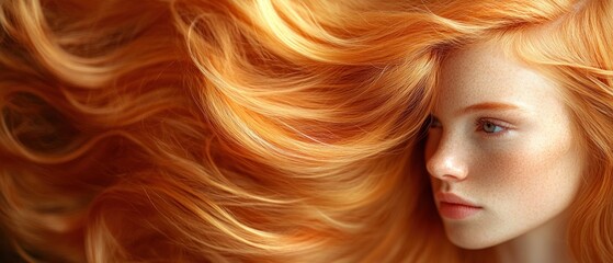 Wall Mural - Woman with Long Red Hair and Freckles