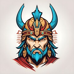 Sticker - Majestic Warrior With Ornate Helmet and Blue Beard