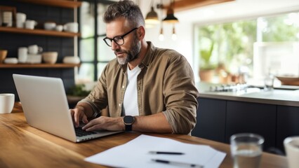 Canvas Print - Laptop computer adult man.