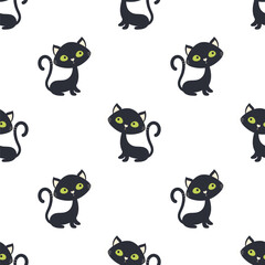 Wall Mural - seamless pattern with black cat