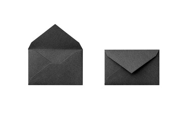 Wall Mural - cutout of an open and closed back side of black envelope with lame seen from overhead