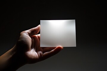 Poster - Hand holding a translucent sheet of glass with soft light, showcasing modern design and minimalistic aesthetic.