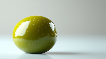 Green apple with water droplets isolated background