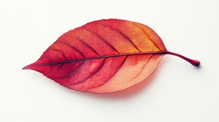 Close-up of a red autumn leaf isolated background