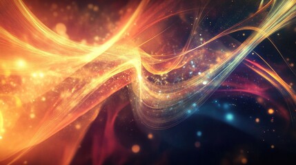 Poster - An abstract background with dynamic, intersecting lines and light bursts, giving a sense of movement and energy.