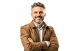 © MUdaylah - Business portrait of confident businessman. Entrepreneur in jacket smiling, Happy mid adult, mature age man standing, smiling,with generative ai