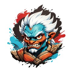 Sticker - Angry Blue Demon Illustration