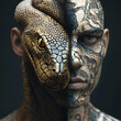 © muhammad - half face snake and half man AI generated