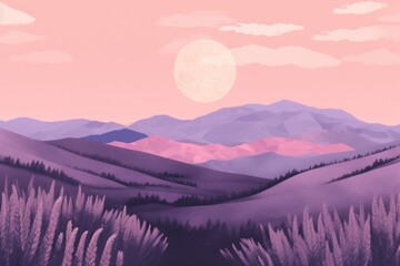 Canvas Print - Lavender landscape mountain outdoors.