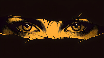 Poster - a severely torn black background reveals an eye inside staring at you.