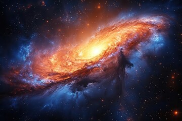 Wall Mural - ethereal cosmic landscape with swirling blue nebula and distant galaxies vibrant stars and celestial
