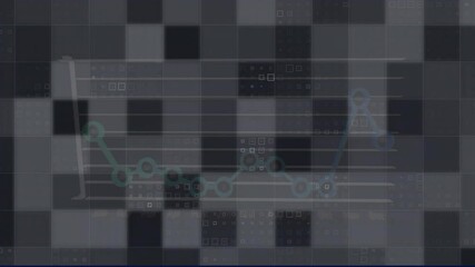 Poster - Animation of digital data processing over squares on black background