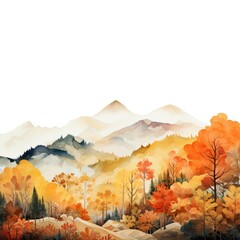 Canvas Print - watercolor illustration of hills in autumn.