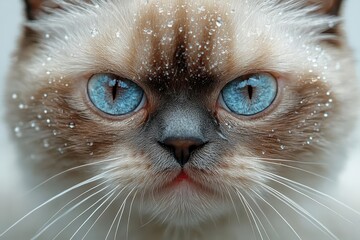 feline attitude closeup of grumpy cat face expressive eyes crisp white background humorous characterfilled portrait highly detailed fur texture