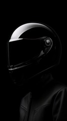 Poster - Photography of helmet black monochrome protection.