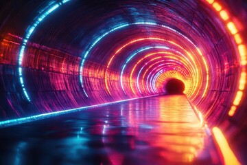 Wall Mural - futuristic light trails abstract streaks of neon energy in motion long exposure effect radial blur s
