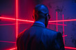 © Tetiana - Generative AI illustration of secret agent spy person classic spy movie stylish action clothes scene