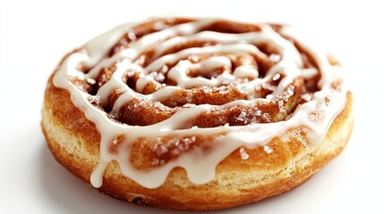 Wall Mural - Closeup of a Glazed Cinnamon Roll