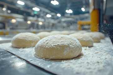 Wall Mural - Dough Balls Coated in Flour on a Baking Tray